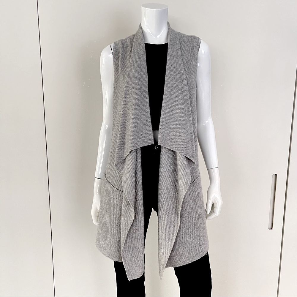 VINCE Cashmere blend drape sweater vest in heather grey